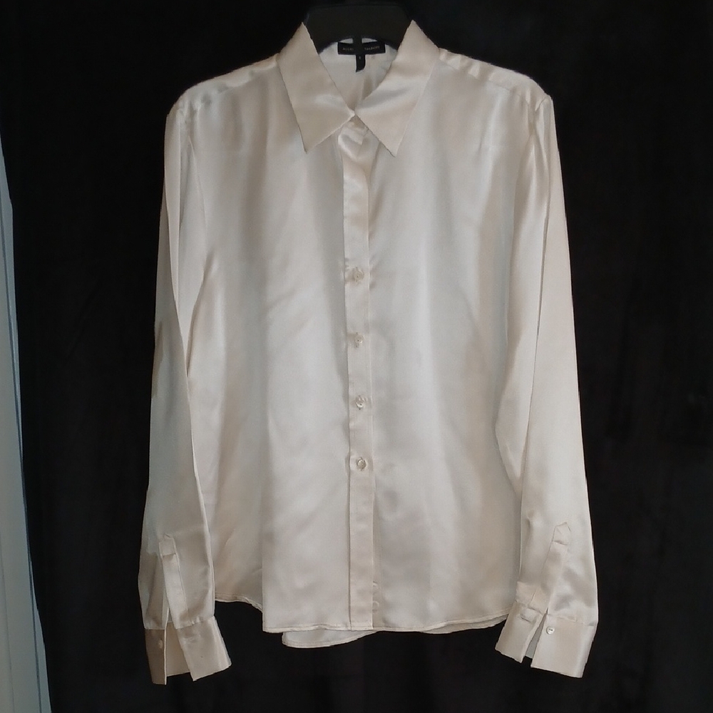 Audrey Talbott Silk Ivory Button-Up Shirt Women's Large